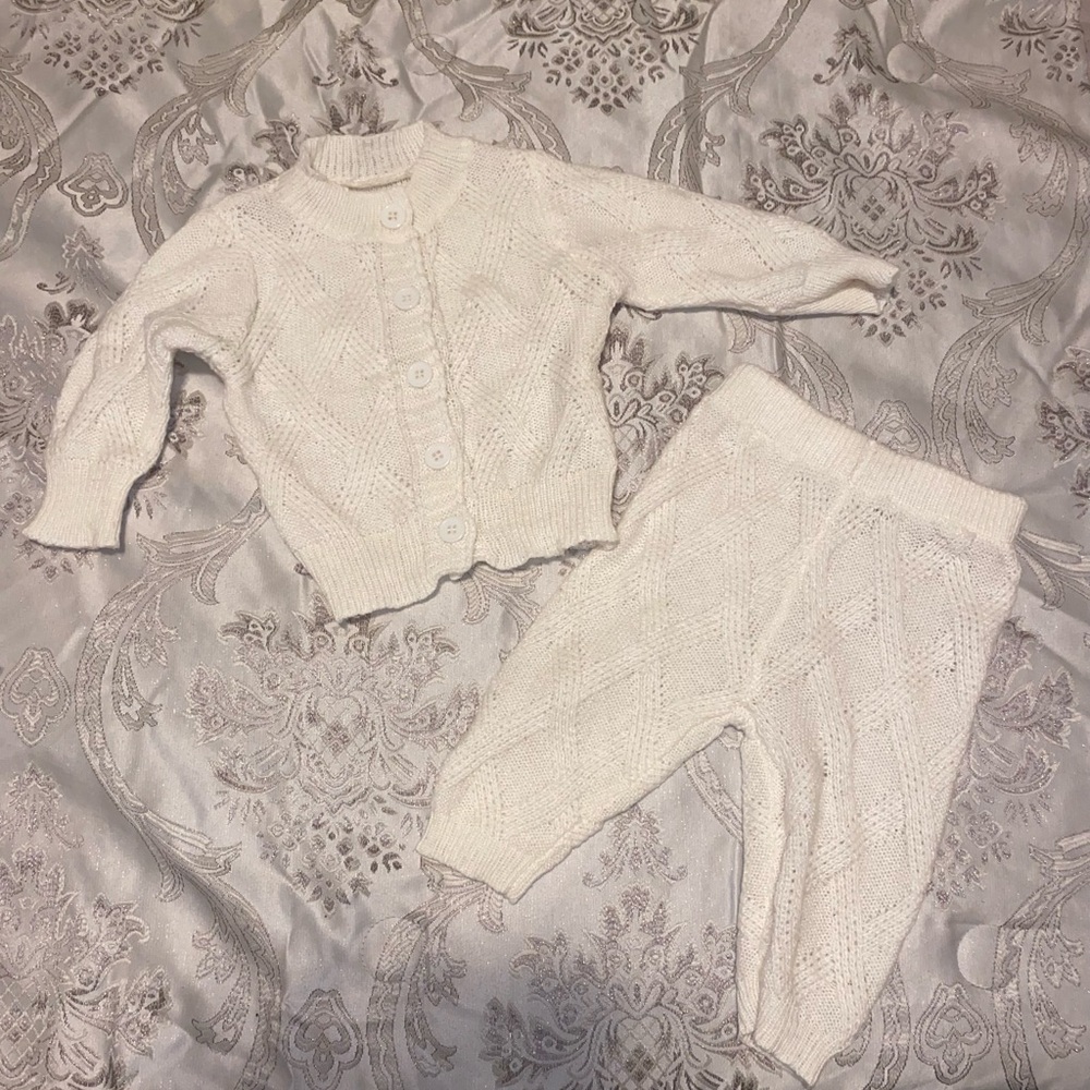 Cozy White Knit Baby Set